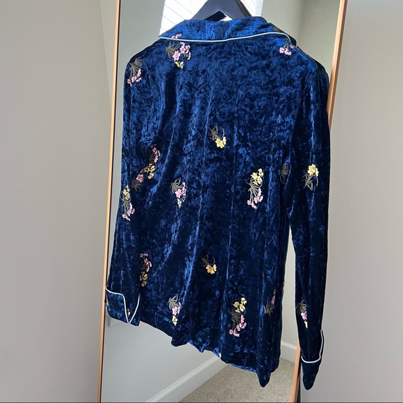 NWT🔖Endless Rose Blue Embroidered Velvet Pajama Jacket Floral Retro Vintage - Picture 7 of 13